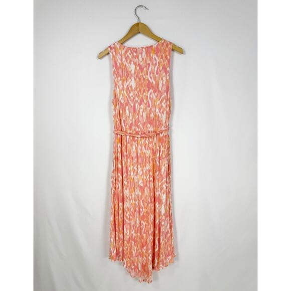 Soma Weekend Women's Ikat Soft Jersey Knit Midi Dress Large Orange Belted - Picture 7 of 13